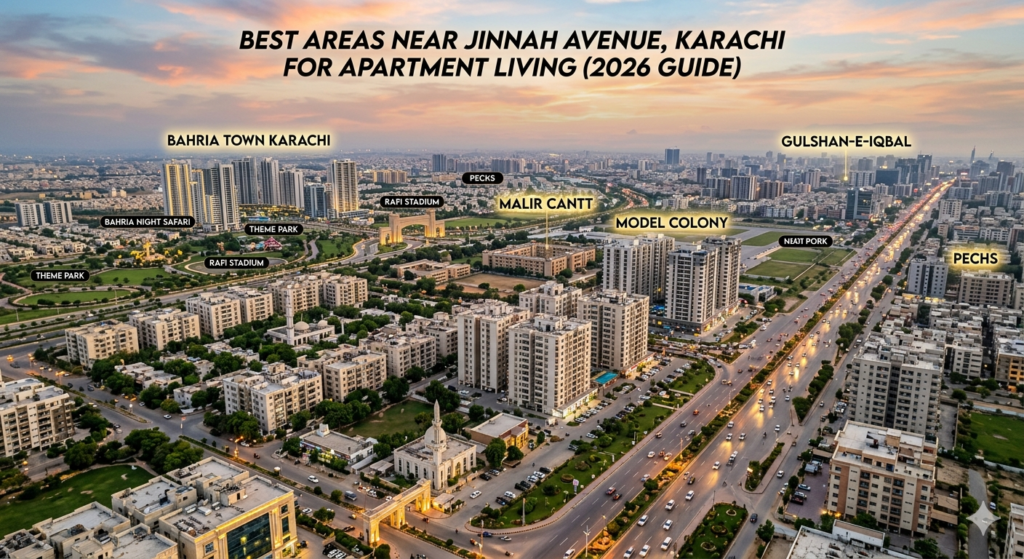 Explore the best areas near Jinnah Avenue Karachi for apartments living. Compare prices, lifestyle & investment options in 2026.