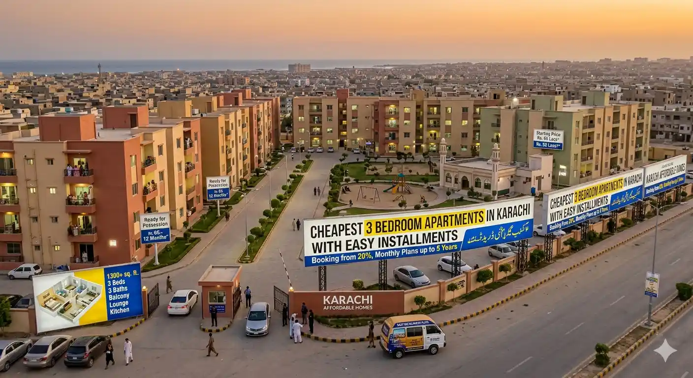 Find the cheapest 3 bedroom apartments in Karachi with easy installment plans. Explore affordable options with flexible payment plans at Al Rauf projects.