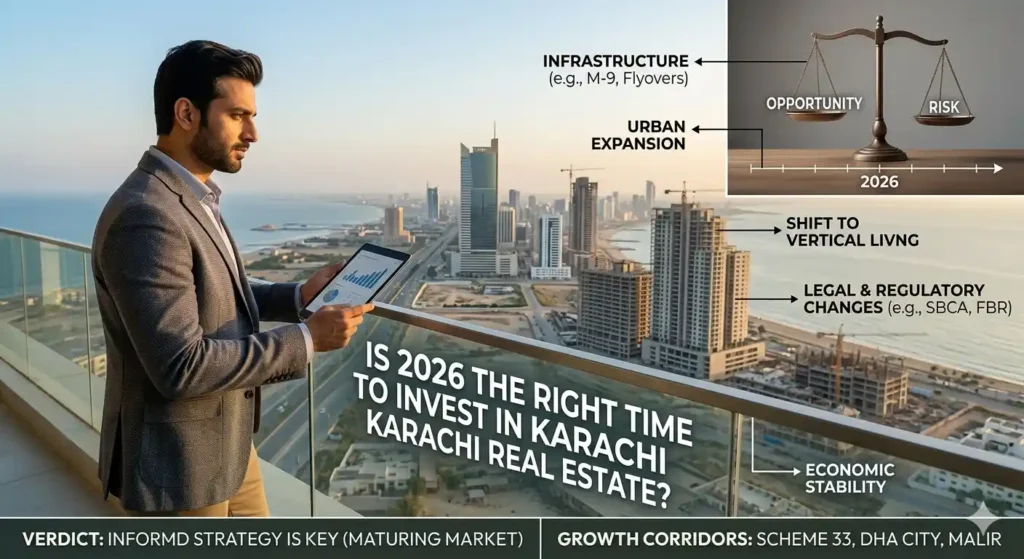 Explore whether 2026 is the right time to invest in Karachi real estate, including market trends, risks, opportunities, and expert insights for buyers and investors.
