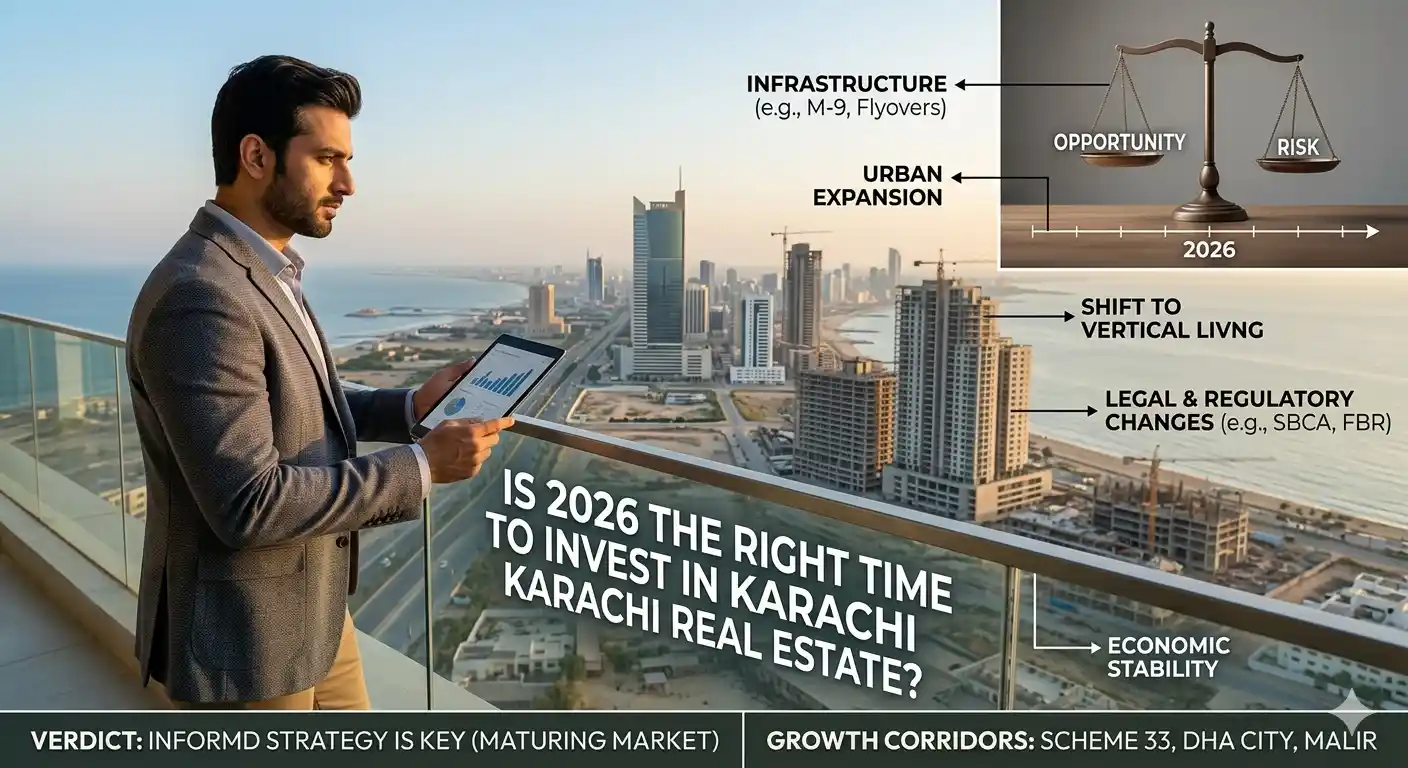 Explore whether 2026 is the right time to invest in Karachi real estate, including market trends, risks, opportunities, and expert insights for buyers and investors.