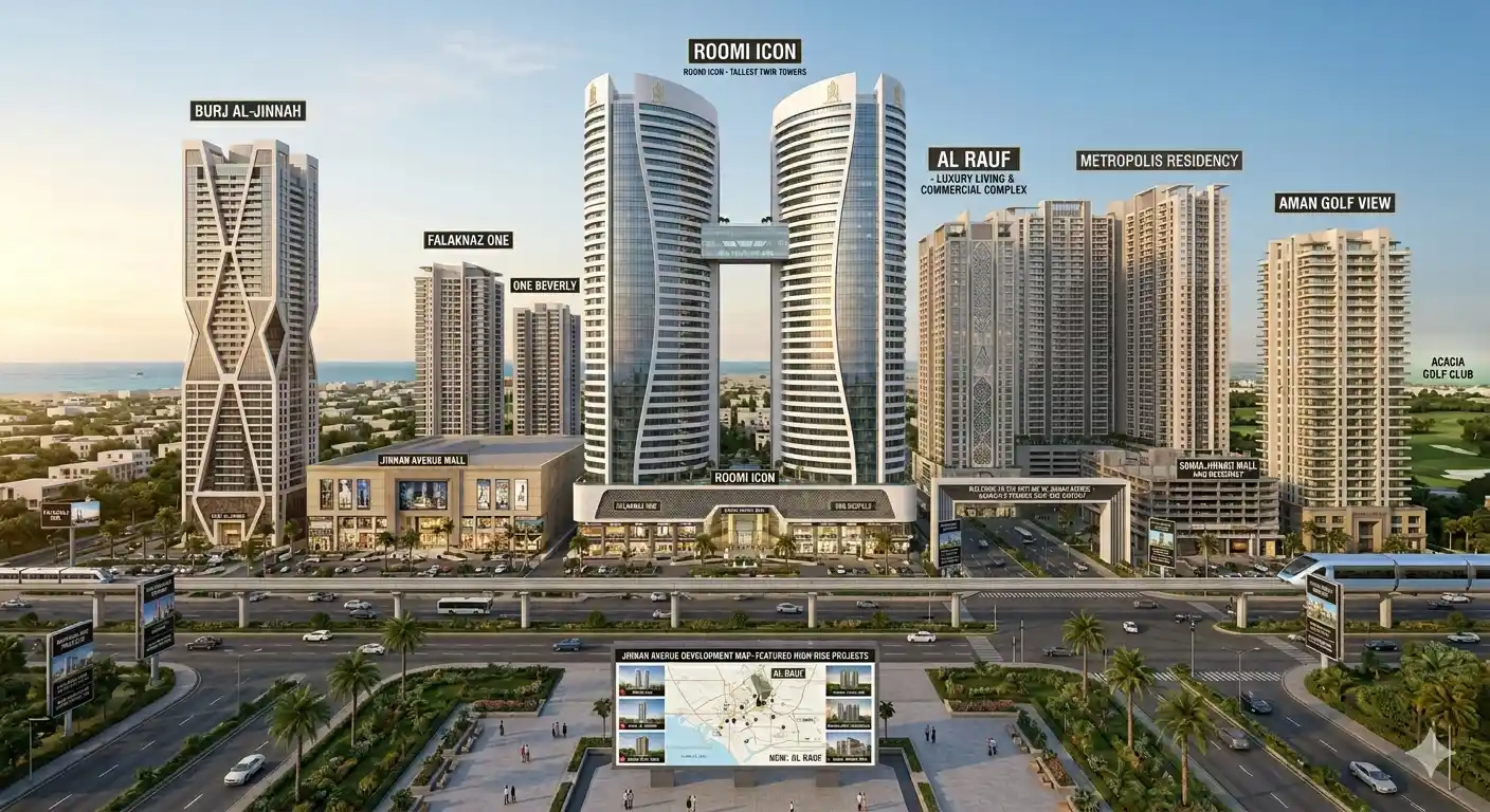 Explore the best high-rise projects near Jinnah Avenue Karachi with modern apartments, luxury amenities, and easy installment plans.