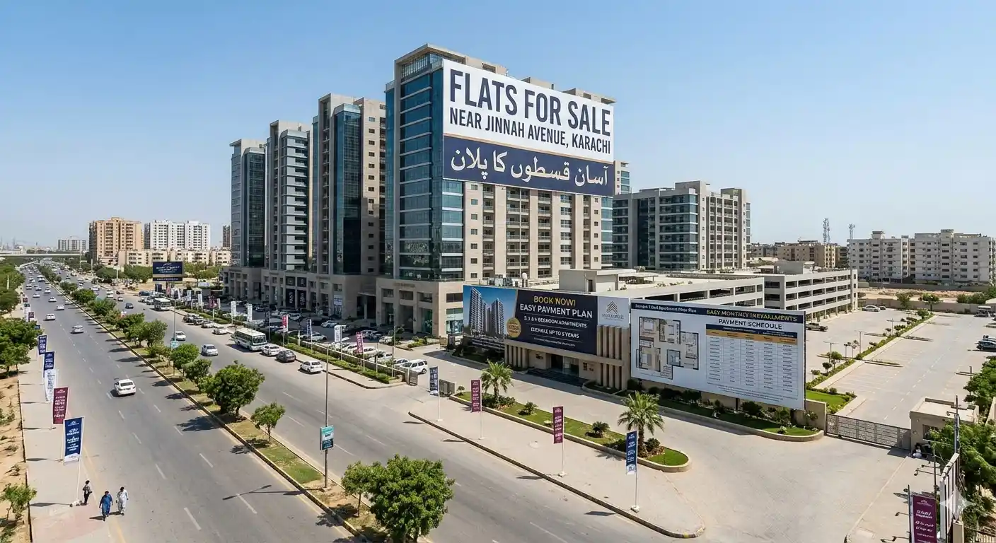 Discover flats for sale near Jinnah Avenue Karachi with easy installment plans. Explore prices, locations, and investment opportunities.