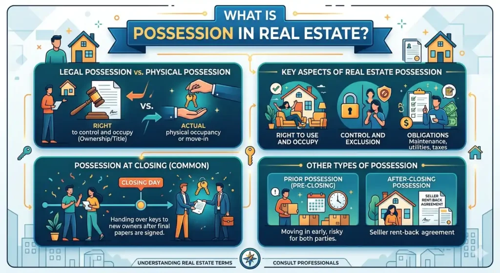 Learn what possession means in real estate, when possession is given, and why it matters for apartment buyers and investors in Karachi.