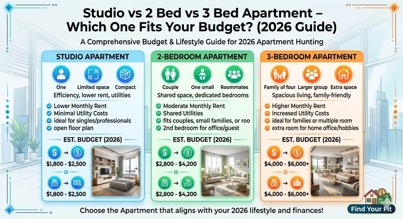 Compare studio, 2 bed, and 3 bed apartments in Karachi to find the best option for your budget, lifestyle, and investment goals.