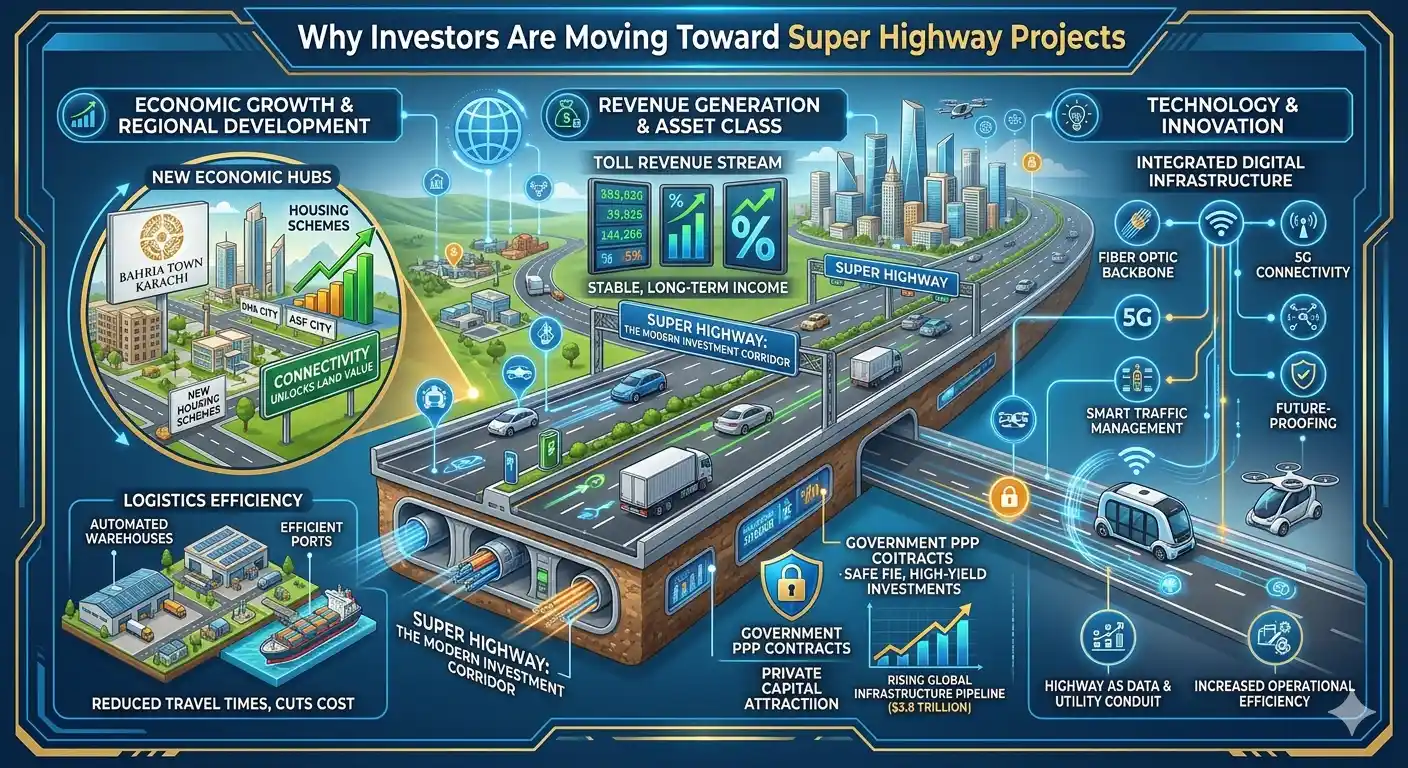 Discover why investors are shifting toward Super Highway projects in Karachi for affordable prices, high ROI, and future growth potential.