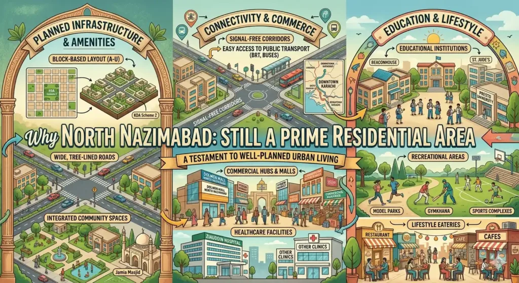 Discover why North Nazimabad remains one of Karachi’s prime residential areas with strong infrastructure, family living, and investment potential.