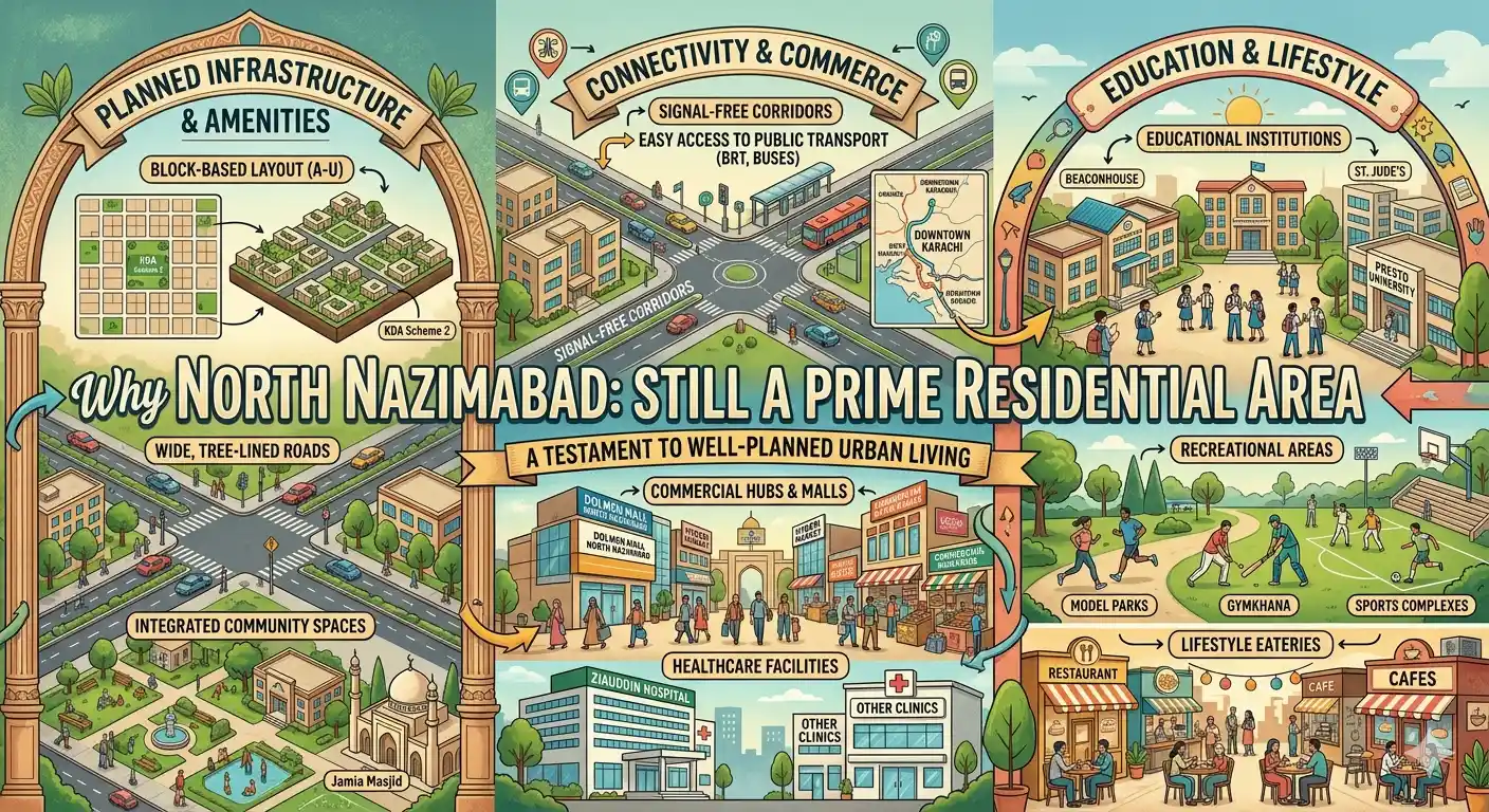 Discover why North Nazimabad remains one of Karachi’s prime residential areas with strong infrastructure, family living, and investment potential.
