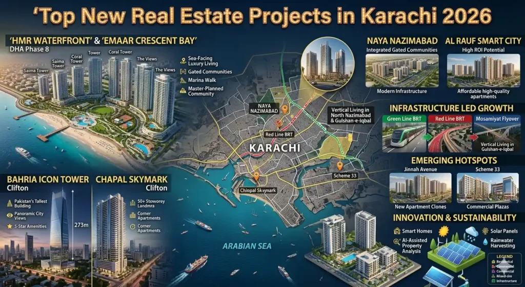 Explore top new real estate projects in Karachi 2026. Discover investment opportunities, locations, and expert insights.