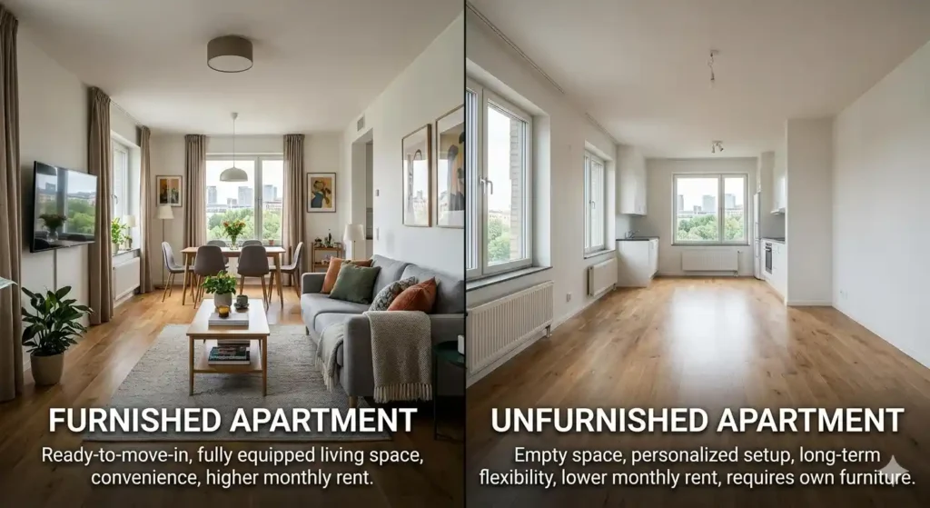 Compare furnished apartments vs unfurnished apartments in Karachi. Learn the advantages, disadvantages, investment potential, rental demand, and which option is best for your lifestyle and budget.