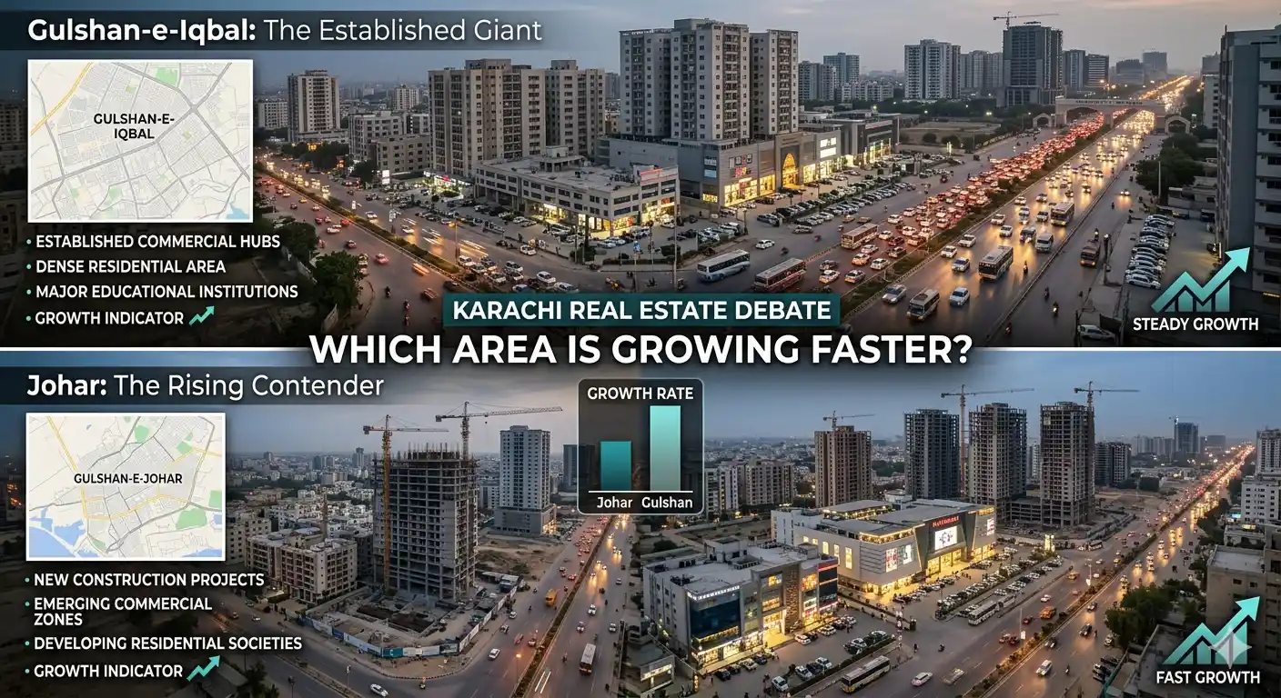 Compare Johar vs Gulshan for real estate investment in Karachi. Discover which area offers better growth, rental demand, property appreciation, and lifestyle benefits.