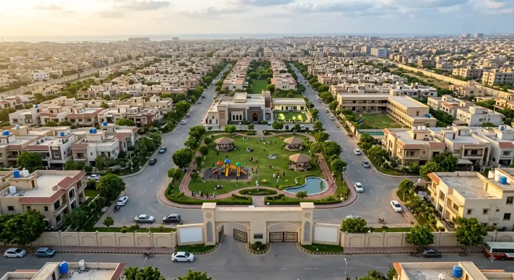 Explore the best 20 real estate societies in Karachi for families. Compare security, schools, healthcare, connectivity, amenities, infrastructure, lifestyle, and property options.