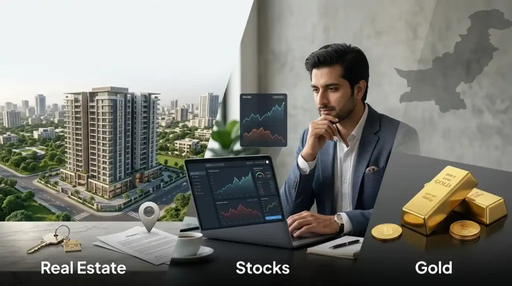 Real Estate vs Stocks vs Gold in Pakistan: Which Investment Wins?