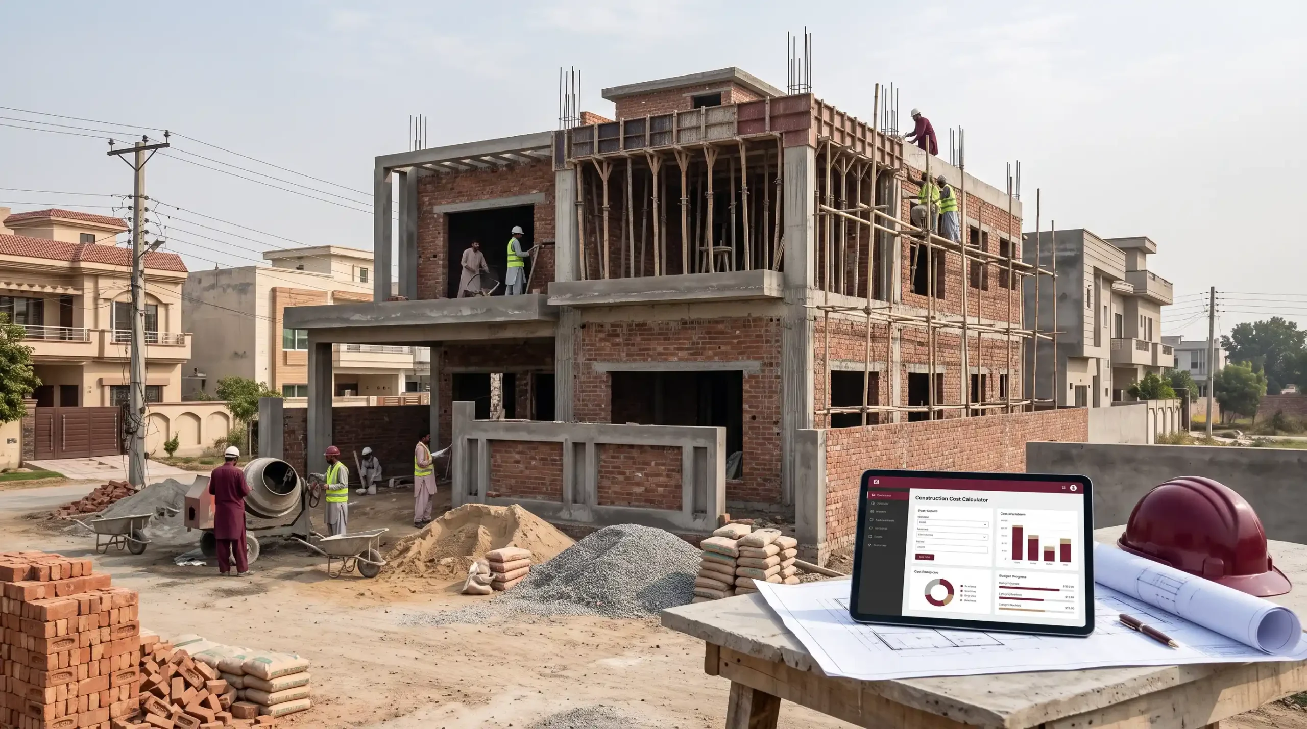 Calculate house construction costs in Pakistan with Al Rauf’s construction cost calculator. Estimate grey structure, finishing, labour and total costs by area and city.